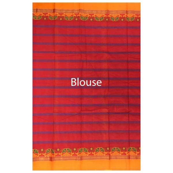 Red Fancy Pure Cotton Saree