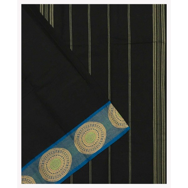 Plain Black Cotton Saree
