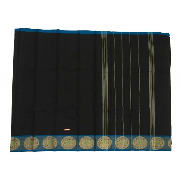 Plain Black Cotton Saree