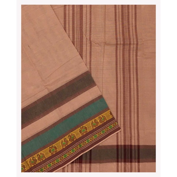 Pure Cotton Saree - Plain Body - Long Border 