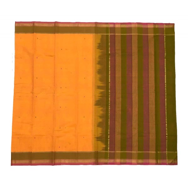 Mustard Orange Cotton Saree