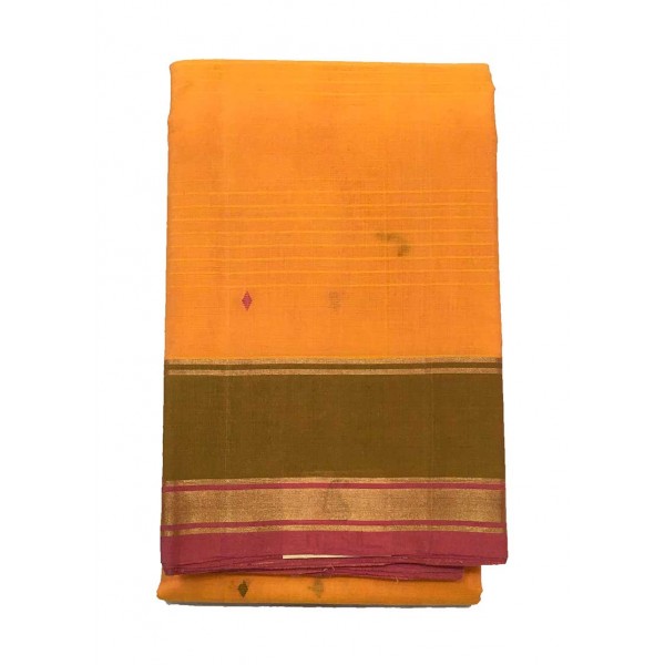 Mustard Orange Cotton Saree