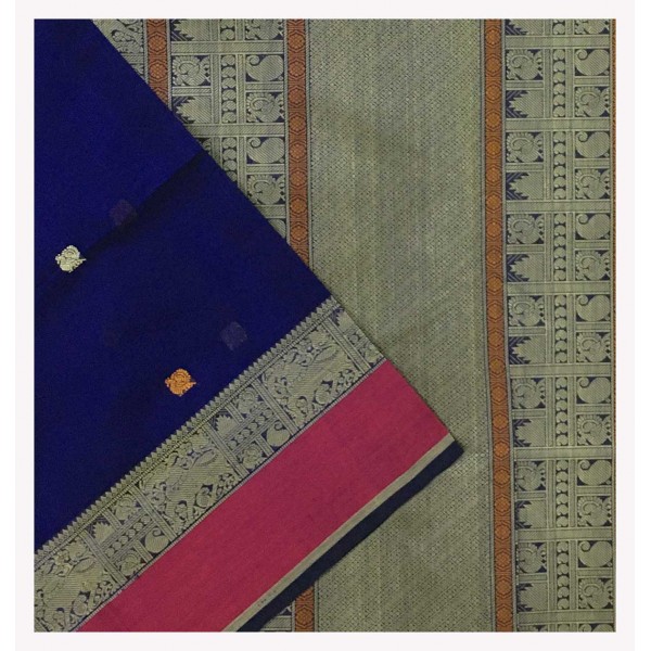 Navy blue Silk Cotton Saree