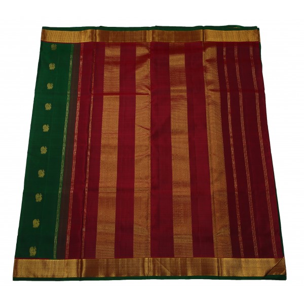 10 Yards Green Silk Saree - Pure Jari