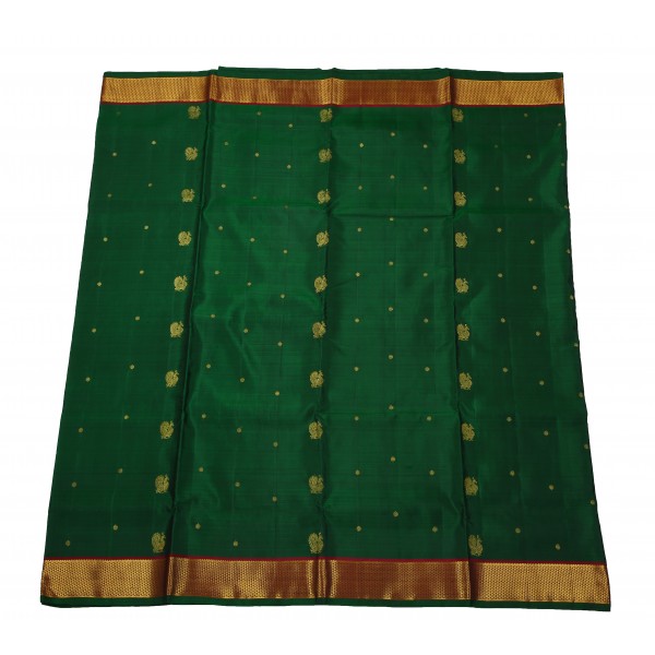 10 Yards Green Silk Saree - Pure Jari
