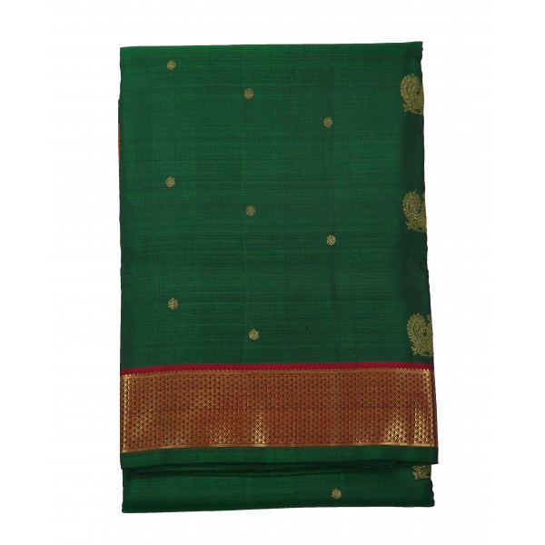 10 Yards Green Silk Saree - Pure Jari