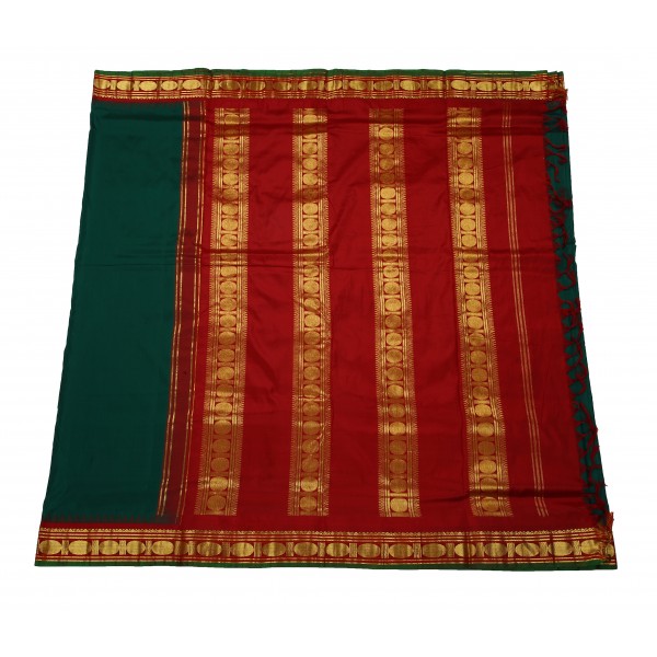 Korvai Ten Yards Silk Saree - Green