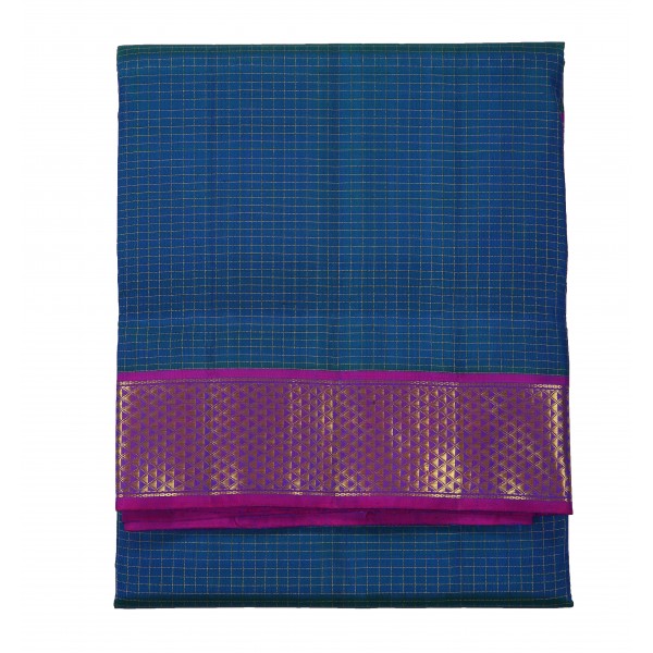 9.5 Yards Silk Saree - Jari Checks