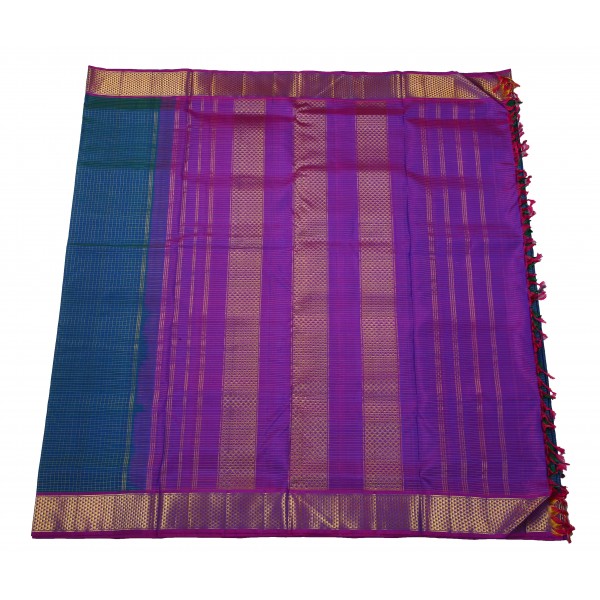 9.5 Yards Silk Saree - Jari Checks