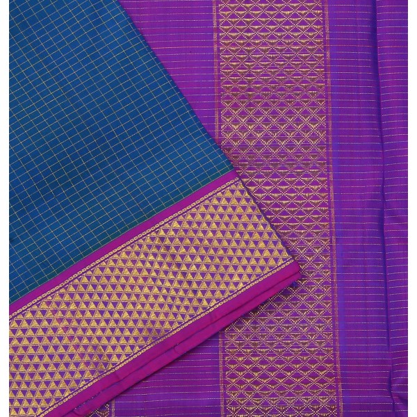 9.5 Yards Silk Saree - Jari Checks