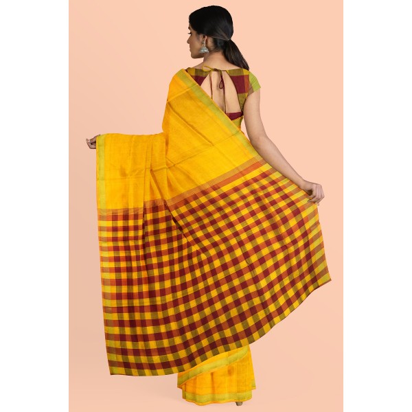 Yellow Silk Cotton Saree