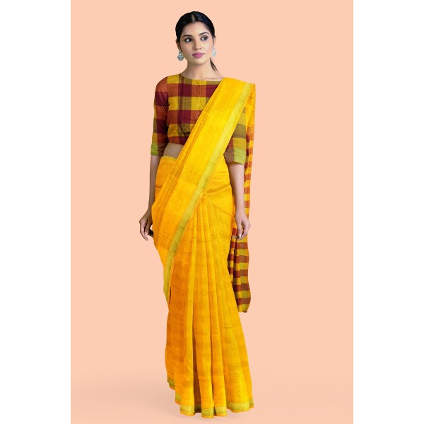 Yellow Silk Cotton Saree