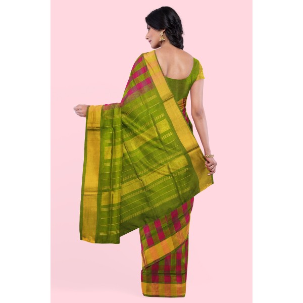 Multi Checks Silk Cotton Saree