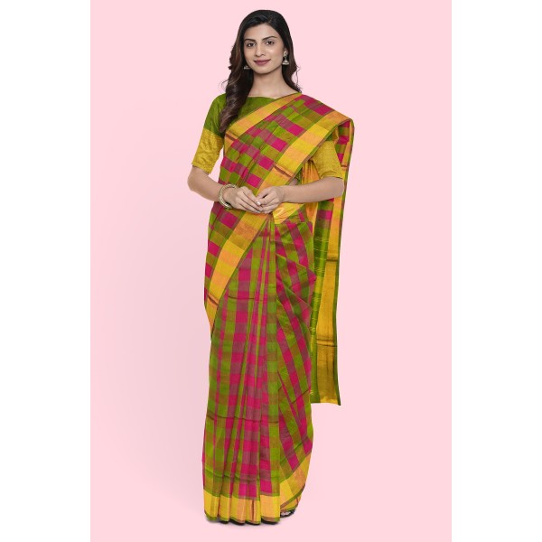 Multi Checks Silk Cotton Saree