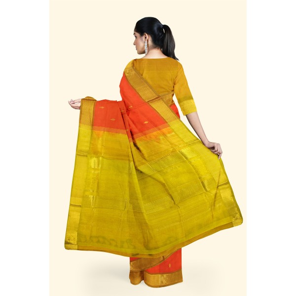 Orange Body Butta Silk Cotton Saree