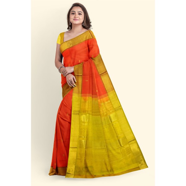 Orange Body Butta Silk Cotton Saree